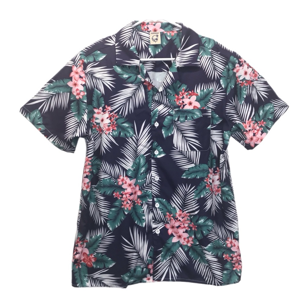 Hardaddy Button Up Short Sleeve Mens Size Small Tropical Palm‎ Tree Floral.